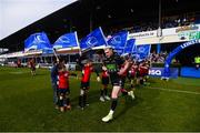 13 April 2019; Flagbearers from St Brigids RFC and Stuart Hogg of Glasgow Warriors ahead of the Guinness PRO14 Round 20 match between Leinster and Glasgow Warriors at the RDS Arena in Dublin. Photo by Ramsey Cardy/Sportsfile
