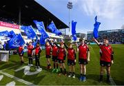 13 April 2019; Flagbearers from St Brigids RFC ahead of the Guinness PRO14 Round 20 match between Leinster and Glasgow Warriors at the RDS Arena in Dublin. Photo by Ramsey Cardy/Sportsfile