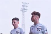 12 April 2019; Matthew O'Reilly, right, and Corey McBride of Republic of Ireland prior to the SAFIB Centenary Shield Under 18 Boy's International match between Republic of Ireland and England at Dalymount Park in Dublin. Photo by Ben McShane/Sportsfile