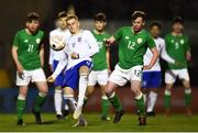 12 April 2019; Owen Windsor of England in action against Jack Doherty of Republic of Ireland during the SAFIB Centenary Shield Under 18 Boys' International match between Republic of Ireland and England at Dalymount Park in Dublin. Photo by Ben McShane/Sportsfile