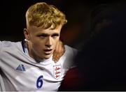 12 April 2019; Connor Taylor of England in the team huddle following the SAFIB Centenary Shield Under 18 Boys' International match between Republic of Ireland and England at Dalymount Park in Dublin. Photo by Ben McShane/Sportsfile