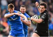 13 April 2019; Sam Johnson of Glasgow Warriors breaks clear from a tackle by Ross Byrne of Leinster on his way to scoring his side's first try during the Guinness PRO14 Round 20 match between Leinster and Glasgow Warriors at the RDS Arena in Dublin. Photo by Ben McShane/Sportsfile