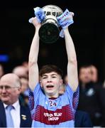 6 April 2019; Garvan Quigley of St Michaels College lifts the Hogan Cup  lifts the Masita GAA Post Primary Schools Hogan Cup Senior A Football match between Naas CBS and St Michaels College Enniskillen at Croke Park in Dublin. Photo by Ray McManus/Sportsfile