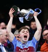 6 April 2019; Tom Keenan of St Michaels College lifts the Hogan Cup  lifts the Masita GAA Post Primary Schools Hogan Cup Senior A Football match between Naas CBS and St Michaels College Enniskillen at Croke Park in Dublin. Photo by Ray McManus/Sportsfile