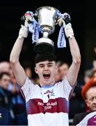 6 April 2019; Seán McNally of St Michaels College lifts the Hogan Cup  lifts the Masita GAA Post Primary Schools Hogan Cup Senior A Football match between Naas CBS and St Michaels College Enniskillen at Croke Park in Dublin. Photo by Ray McManus/Sportsfile