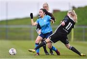 13 April 2019; Niamh Murphy of DLR Waves in action against Nathalie O'Brien, behind, and Eabha O'Mahony of Cork City during the Só Hotels Women's National League match between DLR Waves and Cork City FC at Jackson Park in Kilternan, Dublin. Photo by Ben McShane/Sportsfile