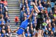 13 April 2019; Jonny Gray of Glasgow Warriors wins possession in the lineout from Josh Murphy of Leinster during the Guinness PRO14 Round 20 match between Leinster and Glasgow Warriors at the RDS Arena in Dublin. Photo by Ramsey Cardy/Sportsfile