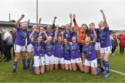 14 April 2019; Wexford WSSL captain Fiona Ryan lifts the cup as her team-mates celebrate after the FAI Women’s U19 Interleague Cup Final match between Metropolitan GL and Wexford WSSL at Bridgewater Park, Co. Wicklow.  Photo by Matt Browne/Sportsfile