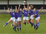 14 April 2019; Wexford WSSL players from left Chloe Mythen, Niamh Browne, Amy Lawlor, Alannah Anglim, Chloe Moynihan and Britney Conroy celebrate after the FAI Women’s U19 Interleague Cup Final match between Metropolitan GL and Wexford WSSL at Bridgewater Park, Co. Wicklow.  Photo by Matt Browne/Sportsfile