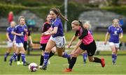 14 April 2019; Katie Murphy of Wexford WSSL in action against Shannon Gibson of Metopplitan GL during the FAI Women’s U19 Interleague Cup Final match between Metropolitan GL and Wexford WSSL at Bridgewater Park, Co. Wicklow. Photo by Matt Browne/Sportsfile