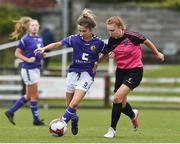 14 April 2019; Niamh Browne of Wexford WSSL in action against Rachael Manley of Metopplitan GL during the FAI Women’s U19 Interleague Cup Final match between Metropolitan GL and Wexford WSSL at Bridgewater Park, Co. Wicklow. Photo by Matt Browne/Sportsfile