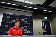 15 April 2019; Head coach Johann van Graan during a Munster Rugby Press Conference at University of Limerick in Limerick. Photo by Brendan Moran/Sportsfile