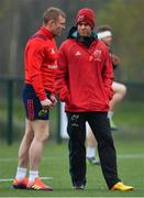 15 April 2019; Head coach Johann van Graan, right, with Keith Earls during Munster Rugby Squad Training at University of Limerick in Limerick. Photo by Brendan Moran/Sportsfile