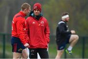 15 April 2019; Head coach Johann van Graan, right, with Keith Earls during Munster Rugby Squad Training at University of Limerick in Limerick. Photo by Brendan Moran/Sportsfile