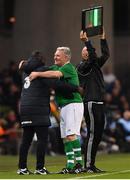 12 April 2019; Ray Houghton of Republic of Ireland XI as he is substituted during the Sean Cox Fundraiser match between the Republic of Ireland XI and Liverpool FC Legends at the Aviva Stadium in Dublin. Photo by Sam Barnes/Sportsfile