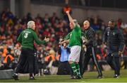 12 April 2019; Ray Houghton of Republic of Ireland XI as his is subsituted during the Sean Cox Fundraiser match between the Republic of Ireland XI and Liverpool FC Legends at the Aviva Stadium in Dublin. Photo by Sam Barnes/Sportsfile