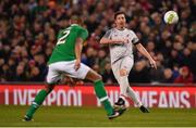 12 April 2019; Robbie Fowler of Liverpool FC Legends in action against Steven Reid of Republic of Ireland XI during the Sean Cox Fundraiser match between the Republic of Ireland XI and Liverpool FC Legends at the Aviva Stadium in Dublin. Photo by Sam Barnes/Sportsfile