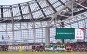 12 April 2019; Both teams during a moments silence ahead of the Sean Cox Fundraiser match between the Republic of Ireland XI and Liverpool FC Legends at the Aviva Stadium in Dublin. Photo by Sam Barnes/Sportsfile
