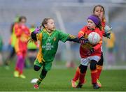 15 April 2019; Action during the match between Davidstown/ Courtnacuddy, Co. Wexford, and  Park/ Ratheniska, Co. Laois, during the LGFA U10 Go Games Activity Day at Croke Park in Dublin. Photo by Harry Murphy/Sportsfile