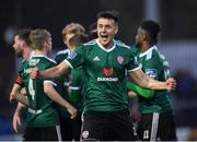 15 April 2019; Josh Kerr of Derry City celebrates following his side's second goal, scored by team-mate Gerardo Bruna, during the SSE Airtricity League Premier Division match between St Patrick's Athletic and Derry City at Richmond Park in Dublin. Photo by Seb Daly/Sportsfile