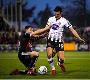 15 April 2019; Jamie McGrath of Dundalk in action against Keith Buckley of Bohemians during the SSE Airtricity League Premier Division match between Dundalk and Bohemians at Oriel Park in Dundalk, Louth. Photo by Stephen McCarthy/Sportsfile