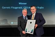 15 April 2019; Garrett Fitzgerald, CEO Munster Rugby, right, is presented with the Outstanding Contribution Award by Roddy Guiney, Chairperson of the Federation of Irish Sport, during the Irish Sport Industry Awards presented by the Federation of Irish Sport at Crowne Plaza Blanchardstown. Photo by Sam Barnes/Sportsfile