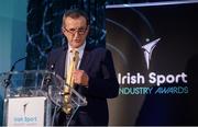 15 April 2019; Garrett Fitzgerald, CEO of Munster Rugby, speaking during the Irish Sport Industry Awards presented by the Federation of Irish Sport at Crowne Plaza Blanchardstown. Photo by Sam Barnes/Sportsfile