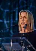 15 April 2019; Mary O’Connor, CEO of the Federation of Irish Sport, speaking during the Irish Sport Industry Awards presented by the Federation of Irish Sport at Crowne Plaza Blanchardstown. Photo by Sam Barnes/Sportsfile