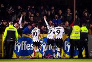 15 April 2019; Dundalk players and supporters celebrate after Patrick Hoban, 9, scored their side's only goal from a penalty during the SSE Airtricity League Premier Division match between Dundalk and Bohemians at Oriel Park in Dundalk, Louth. Photo by Stephen McCarthy/Sportsfile