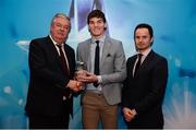 15 April 2019; Jarlath Óg Burns of St Mary's University Belfast who was named in the Electric Ireland HE GAA Rising Star Football Team of the Year 2019 is presented with his award by John Dwane of Electric Ireland, left, and Michael Hyland, Chairman, Higher Education GAA. The Electric Ireland HE GAA Rising Star Awards was hosted by Electric Ireland Sigerson and Fitzgibbon winners UCC where the overall Footballer and Hurler of the Year were announced as well as the overall Football and Hurling team of the Year for the Electric Ireland Sigerson, Fitzgibbon and Higher Education Championships. #FirstClassRivals Photo by Diarmuid Greene/Sportsfile