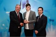 15 April 2019; Sean O'Shea of UCC who was named in the Electric Ireland HE GAA Rising Star Football Team of the Year 2019 is presented with his award by John Dwane of Electric Ireland, left, and Michael Hyland, Chairman, Higher Education GAA. The Electric Ireland HE GAA Rising Star Awards was hosted by Electric Ireland Sigerson and Fitzgibbon winners UCC where the overall Footballer and Hurler of the Year were announced as well as the overall Football and Hurling team of the Year for the Electric Ireland Sigerson, Fitzgibbon and Higher Education Championships. #FirstClassRivals Photo by Diarmuid Greene/Sportsfile
