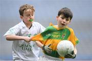 16 April 2019; Caolan Moore of Burrishoole, Mayo in action against Liam Conway of Menlough, Galway at the Littlewoods Ireland Go Games Provincial Days in Croke Park. This year over 6,000 boys and girls aged between six and twelve represented their clubs in a series of mini blitzes and – just like their heroes – got to play in Croke Park, Dublin.  Photo by Eóin Noonan/Sportsfile
