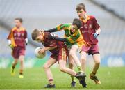 16 April 2019; Peter Moran of Annaduff, Leitrim in action against Patrick Flynn of Menlough, Galway at the Littlewoods Ireland Go Games Provincial Days in Croke Park. This year over 6,000 boys and girls aged between six and twelve represented their clubs in a series of mini blitzes and – just like their heroes – got to play in Croke Park, Dublin.  Photo by Eóin Noonan/Sportsfile