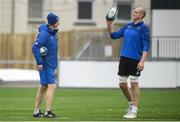 16 April 2019; Devin Toner, right, and head coach Leo Cullen during Leinster squad training at Energia Park in Donnybrook, Co Dublin. Photo by David Fitzgerald/Sportsfile
