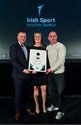 15 April 2019; Mary O’Connor, CEO of the Federation of Irish Sport, with Brian O'Neill, right, and Michael Looby of Waterford Sports Partnership and the FAI, after winning the 20x20 Award, sponsored by 20x20, during the Irish Sport Industry Awards presented by the Federation of Irish Sport at Crowne Plaza Blanchardstown. Photo by Sam Barnes/Sportsfile