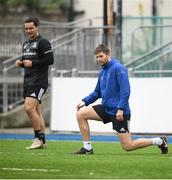 16 April 2019; Ross Byrne, right, and James Lowe during Leinster squad training at Energia Park in Donnybrook, Co Dublin. Photo by David Fitzgerald/Sportsfile