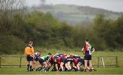 17 April 2019; Both sides contest a scrum during the U16 Bank of Ireland Leinster Rugby Shane Horgan Cup Final Round match between North Midlands and Midlands at Cill Dara RFC in Dunmurray West, Kildare. Photo by Eóin Noonan/Sportsfile
