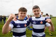 17 April 2019; Oscar Cawley, left, and Jack McKevitt of North Midlands following the U16 Bank of Ireland Leinster Rugby Shane Horgan Cup - Final Round match between North Midlands and Midlands at Cill Dara RFC in Dunmurray West, Kildare. Photo by Eóin Noonan/Sportsfile