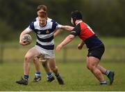17 April 2019; Sean Nolan of North Midlands is tackled by Sean Gill of Midlands during the U18 Bank of Ireland Leinster Rugby Shane Horgan Cup - Final Round match between North Midlands and Midlands at Cill Dara RFC in Dunmurray West, Kildare. Photo by Eóin Noonan/Sportsfile