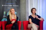17 April 2019; In attendance are Ita Murphy, Waterford Camogie, left, and Fiona Crotty, Waterford Ladies Football during the Waterford Launch of the Renault GAA World Games 2019 at the WIT Arena in Carriganore, Waterford. Photo by David Fitzgerald/Sportsfile