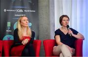 17 April 2019; In attendance are Ita Murphy, Waterford Camogie, left, and Fiona Crotty, Waterford Ladies Football during the Waterford Launch of the Renault GAA World Games 2019 at the WIT Arena in Carriganore, Waterford. Photo by David Fitzgerald/Sportsfile