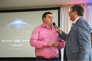 17 April 2019; In attendance are MC Kieran O'Connor, right, and Jason Lynch of Auckland GAA during the Waterford Launch of the Renault GAA World Games 2019 at the WIT Arena in Carriganore, Waterford. Photo by David Fitzgerald/Sportsfile