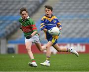 17 April 2019; Dara Flanigan of Eastern Gaels GAA, Co. Mayo, in action against Odhran Daly of Kilconly GAA, Co. Galway, during the Littlewoods Ireland Go Games Provincial Days in Croke Park. This year over 6,000 boys and girls aged between six and twelve represented their clubs in a series of mini blitzes and – just like their heroes – got to play in Croke Park, Dublin. Photo by Seb Daly/Sportsfile