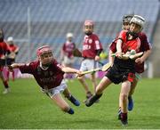 17 April 2019; Ben Sheil of Tommy Larkins GAA, Co. Galway, in action against Ronan McGlynn of St Mary's Athenry GAA, Co. Galway, during the Littlewoods Ireland Go Games Provincial Days in Croke Park. This year over 6,000 boys and girls aged between six and twelve represented their clubs in a series of mini blitzes and – just like their heroes – got to play in Croke Park, Dublin. Photo by Seb Daly/Sportsfile