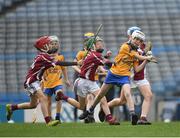 17 April 2019; Action from the game between Portumna GAA, Co. Galway, and Clarinbridge GAA, Co. Galway, during the Littlewoods Ireland Go Games Provincial Days in Croke Park. This year over 6,000 boys and girls aged between six and twelve represented their clubs in a series of mini blitzes and – just like their heroes – got to play in Croke Park, Dublin. Photo by Seb Daly/Sportsfile
