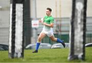 17 April 2019; Josh O'Connor of of South East on his way to scoring a try during the U18 Bank of Ireland Leinster Rugby Shane Horgan Cup - Final Round match between South East and Metropolitan at IT Carlow in Moanacurragh, Carlow. Photo by Harry Murphy/Sportsfile