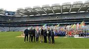 18 April 2019; National GAA Go Games Week takes place between Saturday April 13th and Sunday April 28th 2019, during the school Easter break. A launch blitz will take place in every county to mark to start of the 2019 playing season. This will be in addition to eight Go Games Blitzes that will take in Croke Park. 57,000 children took part nationally in 2018 and it is hoped to grow that this year. In attendance during the National Go Games Week Launch at Croke Park in Dublin are, from left, Cathal Cregg, Connacht GAA, The Two Johnnies, Louise Conlon, Technical Development and Participation Manager, Camogie Association, Pat Culhane, GAA National Games Development Officer, Lynn Savage, LGFA National Development Officer , John Prenty, Secretary of Connacht GAA and David Gough, Leinster GAA. Photo by Sam Barnes/Sportsfile
