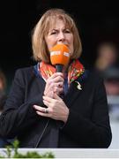 31 March 2019; President of the Camogie Association Kathleen Woods speaking after the Littlewoods Ireland Camogie League Division 1 Final match between Kilkenny and Galway at Croke Park in Dublin. Photo by Piaras Ó Mídheach/Sportsfile