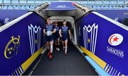 19 April 2019; Mike Haley, left, and Darren Sweetnam arrive for the Munster rugby captain's run at Ricoh Arena in Coventry, England. Photo by Brendan Moran/Sportsfile