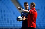 19 April 2019; Keith Earls, right, and head coach Johann van Graan the Munster rugby captain's run at Ricoh Arena in Coventry, England. Photo by Brendan Moran/Sportsfile